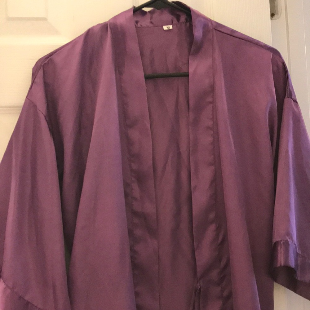 Purple bridal (party) robe with tie